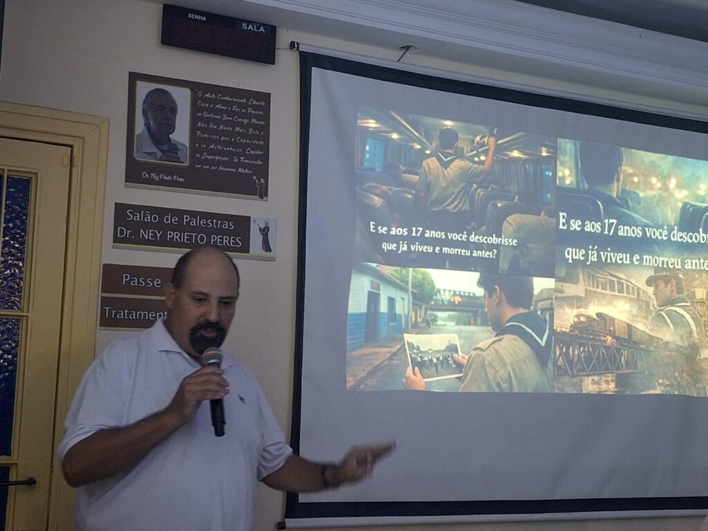 Palestrante Espírita Mario Salerno Junior realiza palestra “Entre Vidas – Os Caminhos da Reencarnação” na Casa Espírita Francisco de Assis whatsapp image 2026 03 15 at 09.32.32