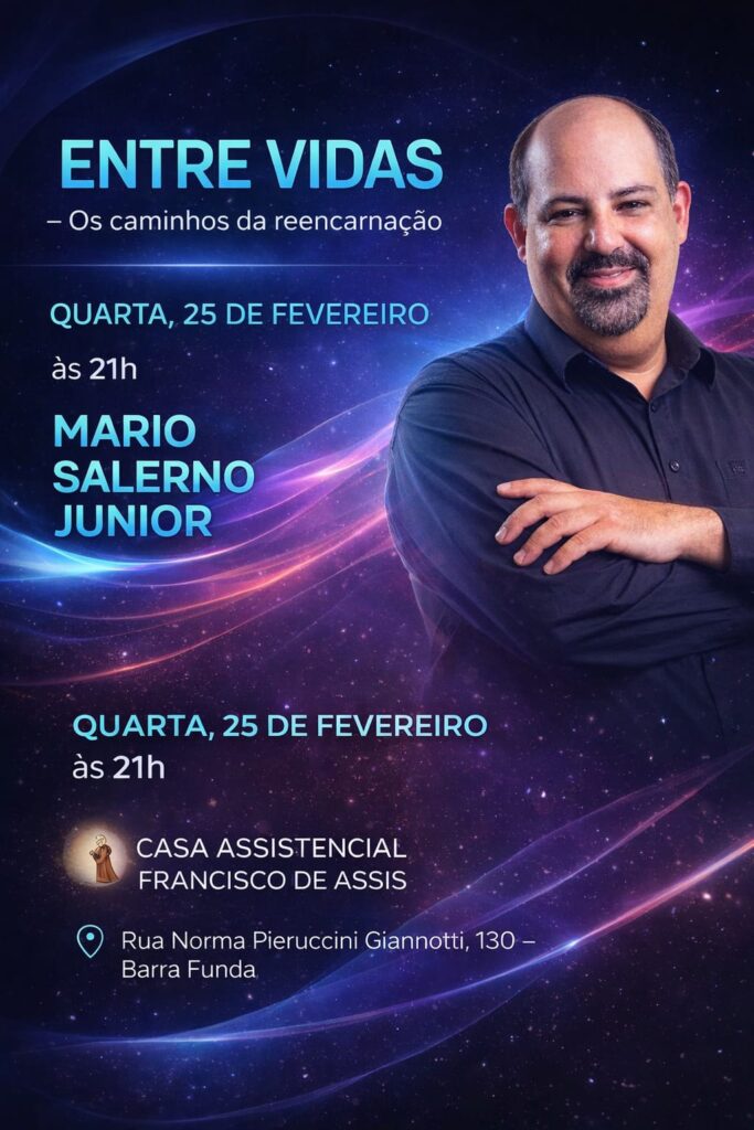 Palestrante Espírita Mario Salerno Junior realiza palestra “Entre Vidas – Os Caminhos da Reencarnação” na Casa Espírita Francisco de Assis whatsapp image 2026 03 15 at 09.32.33